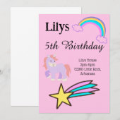 ユニコーンの誕生日 招待状 (正面/裏面)