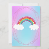 ユニコーンの誕生日 魔法のグリッター レインボー 招待状 (裏面)