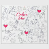 ユニコーンの贈パーソナライズされたり物に色を塗る ラッピングペーパー (フラット)