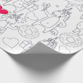 ユニコーンの贈パーソナライズされたり物に色を塗る ラッピングペーパー (角)