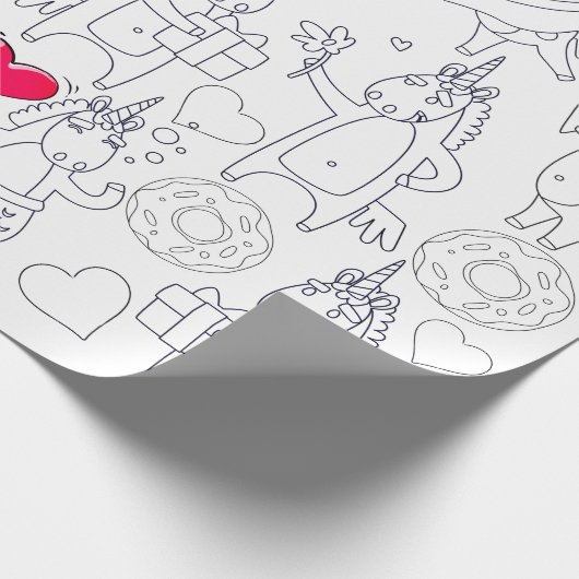 ユニコーンの贈パーソナライズされたり物に色を塗る ラッピングペーパー (角)