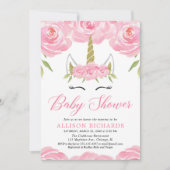 ユニコーンの赤ちゃん女の子シャワーの招待状 招待状 (正面)