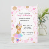 ユニコーンの赤ちゃん 1歳の誕生日招待状 4 招待状 (スタンド正面)