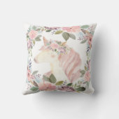 ユニコーンの赤面のBohoの花のベビーの子供部屋の枕女の子 クッション (裏面)