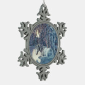 ユニコーンの雪片のオーナメント スノーフレークピューターオーナメント (左)