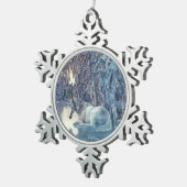 ユニコーンの雪片のオーナメント スノーフレークピューターオーナメント (右)