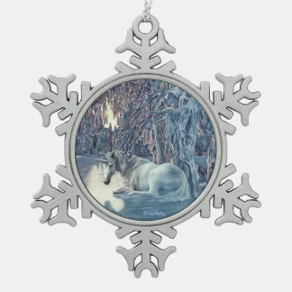 ユニコーンの雪片のオーナメント スノーフレークピューターオーナメント