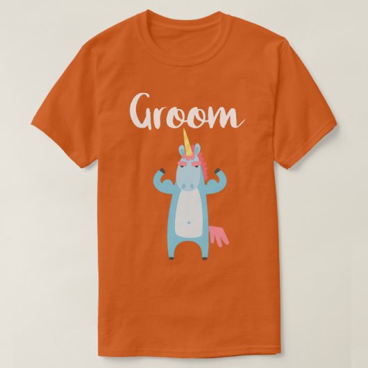 ユニコーンの面白い衣装 新郎 bachelor party ウェディング tシャツ (デザイン正面)