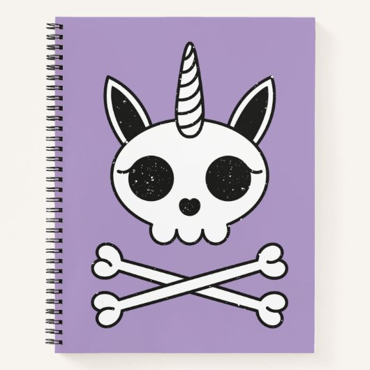 ユニコーンの頭蓋骨とクロスボーンズ ノートブック (正面)