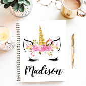 ユニコーンの顔とまつげの名前 ノートブック