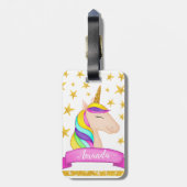 ユニコーンの顔のフェイクな金ゴールドのグリッターはガーリーな|を主演します ラゲッジタグ (裏面縦)