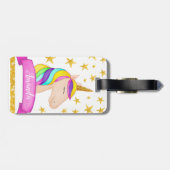 ユニコーンの顔のフェイクな金ゴールドのグリッターはガーリーな|を主演します ラゲッジタグ (裏面横)