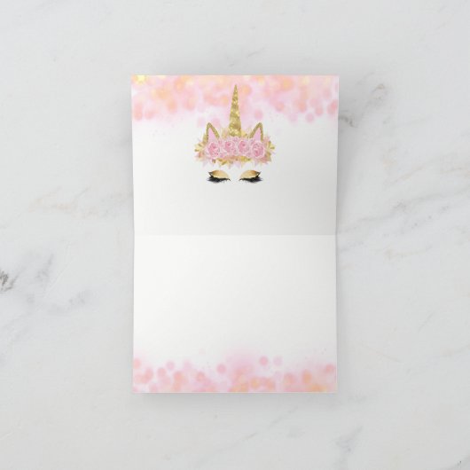 ユニコーンの顔のユニコーンのサンキューカード サンキューカード (内部)