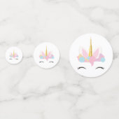 ユニコーンの顔は|のテーブルの紙吹雪を示し、 コンフェッティ (正面)