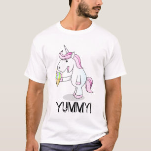 ユニコーンの食べ物のアイスクリームのTシャツ Tシャツ