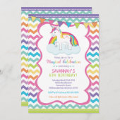 ユニコーンの魔法のお祝いの誕生会の招待 招待状 (正面/裏面)