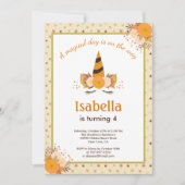 ユニコーンの魔法のスター秋ハロウィーン誕生パーティー 招待状 (正面)