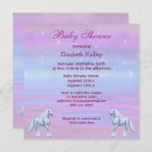 ユニコーンの魔法のファンタジーの女の子のベビーシャワー 招待状 (正面/裏面)