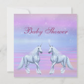 ユニコーンの魔法のファンタジーの女の子のベビーシャワー 招待状 (裏面)