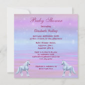 ユニコーンの魔法のファンタジーの女の子のベビーシャワー 招待状 (正面)