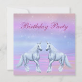 ユニコーンの魔法のファンタジーの女の子の誕生会 招待状 (裏面)