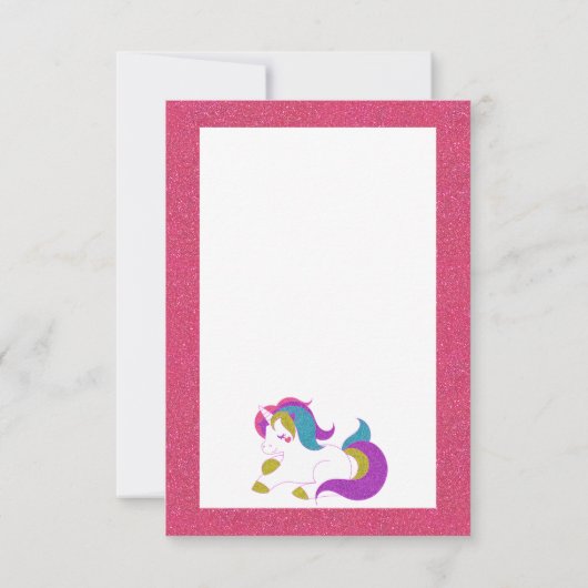 ユニコーンの魔法の日の誕生日パーティーの招待ピンク 招待状 (裏面)