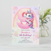 ユニコーンの魔法の虹 9歳の誕生日パーティー 招待状 (スタンド正面)