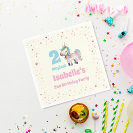 ユニコーンの魔法の2歳の誕生日パーティー スタンダードカクテルナプキン