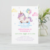 ユニコーンの魔法の4歳の誕生日パーティー 招待状 (スタンド正面)