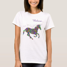 ユニコーンの魔法を信じる女性用Tシャツ Tシャツ