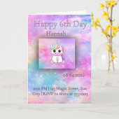 ユニコーンの魔法少女の誕生日招待状 カード (黄色い花)