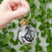 ユニコーンの黒いユニコーンの黒く及び白いスケッチ キーホルダー (手)