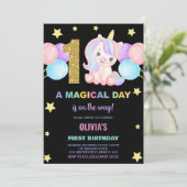 ユニコーンの1歳誕生日パーティー招待状 招待状 (スタンド正面)