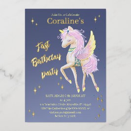 ユニコーンの1歳誕生日招待状 箔招待状