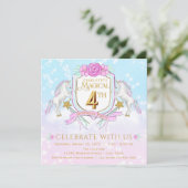 ユニコーンの4歳の誕生日パーティーの招待状 招待状 (スタンド正面)