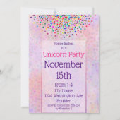 ユニコーンの5歳誕生日招待状 グリッターコンフェッティ 招待状 (裏面)