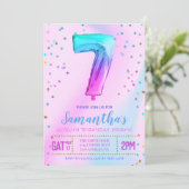 ユニコーンの7歳誕生日パーティー招待状 招待状 (スタンド正面)