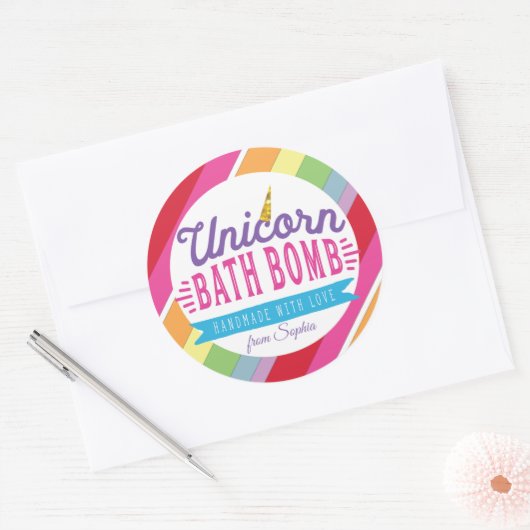 ユニコーンのBathの爆弾のカスタムはステッカーを分類します ラウンドシール (封筒)