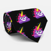 ユニコーンのEmojiの紫色のウンチ ネクタイ (ロール)