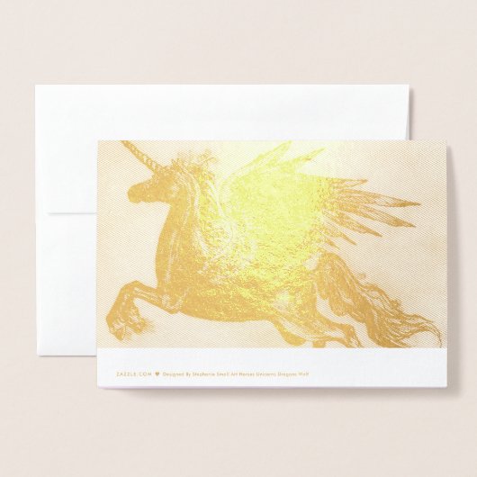 ユニコーンのPegacornのかわいいペガソスによって飛ぶ馬の子馬 箔カード (裏面封筒付き)