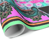 ユニコーンのSharles著ティール(緑がかった色)ピンクのTapistryのギフト ラッピングペーパー (ロールコーナー)