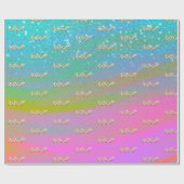 ユニコーンのXOXO金ゴールド ラッピングペーパー (フラット)