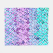 ユニコーンはかりで測ガールズグリッター#9のマーメイド フリースブランケット (正面(横))