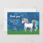 ユニコーンはっきりしたブライトカラーサンキュー誕生日 サンキューカード (正面)