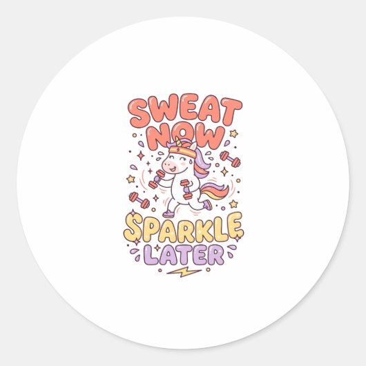 ユニコーンは今汗をかき後に輝く プリントレディ Zazzle ラウンドシール (正面)