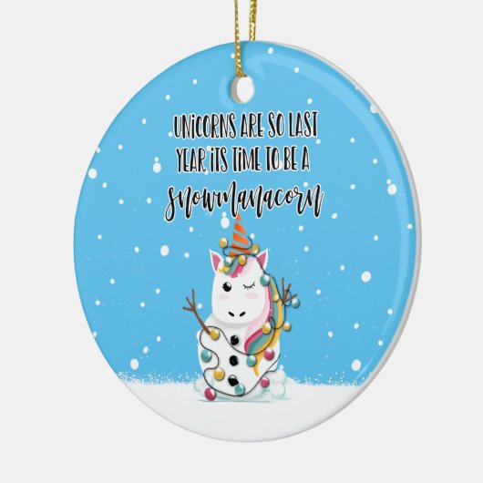 ユニコーンは去年のクリスマスおもしろいに来た セラミックオーナメント (左)