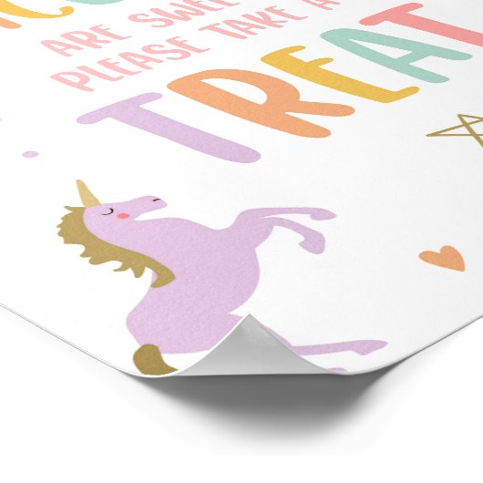ユニコーンは甘いテイクアトリートガール誕生日 ポスター (角)