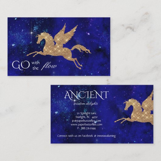ユニコーンは銀河系のインディゴの空の宇宙地球を主演します 名刺 (正面/裏面)