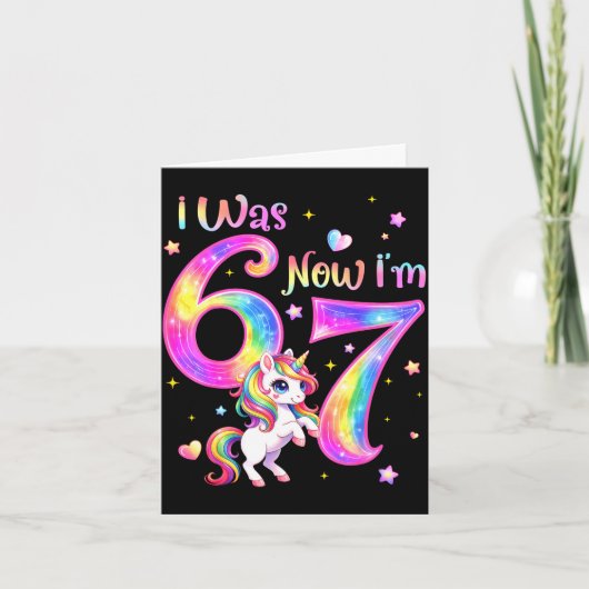 ユニコーンは6歳7歳6歳7歳7歳の誕生日おめでとう女の子 カード (正面)