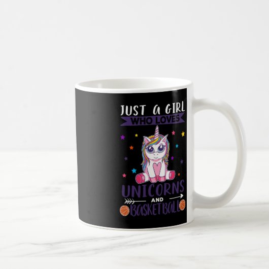 ユニコーンやバスケットボールが大好きな女の子 コーヒーマグカップ (右)